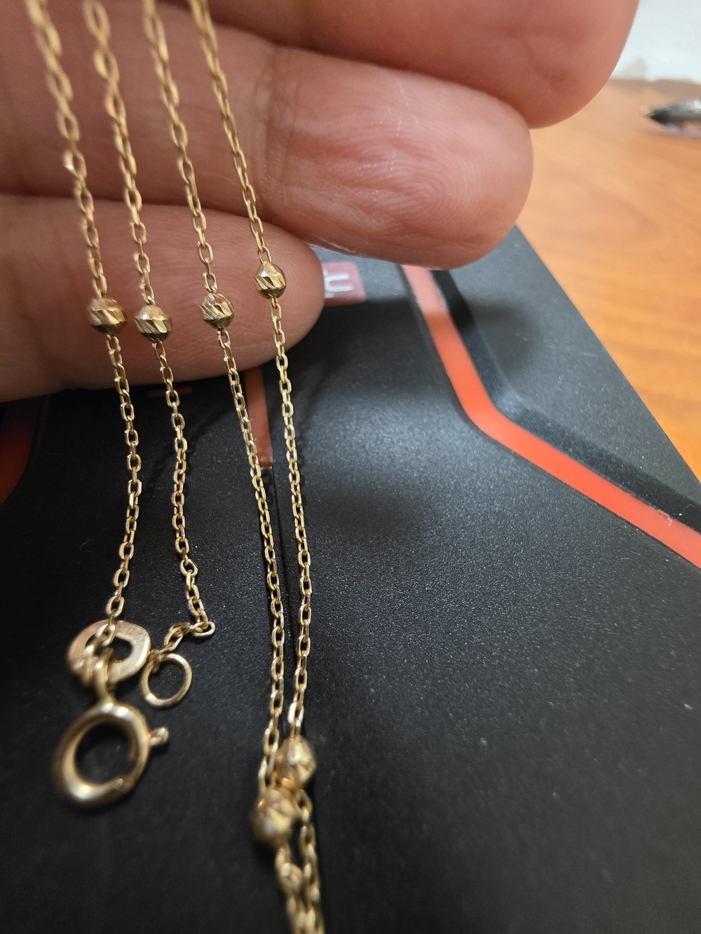18k  Gold Bead Chain Necklace for Women Stamp 750/ Dubai 18" 2grams Not Plated